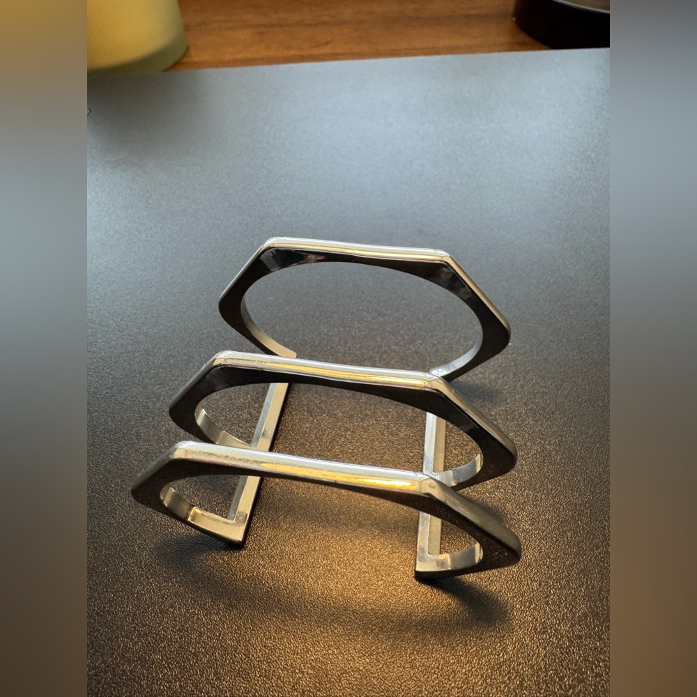 Express Silver Hexagonal Cuff Bracelet - image 7